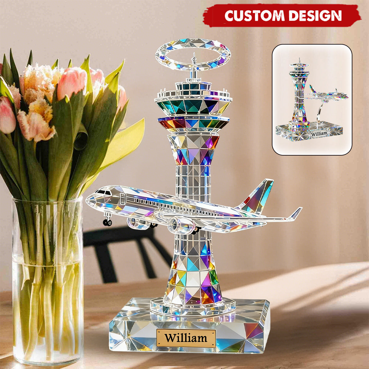 Personalized Airplane Tower Acrylic Plaque