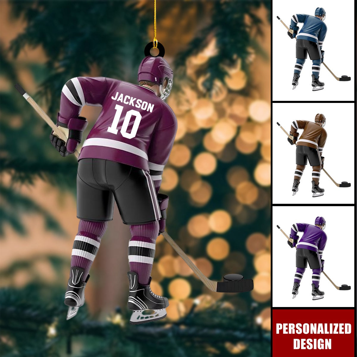 Personalized Hockey Player Ornament Gift For Hockey Lover