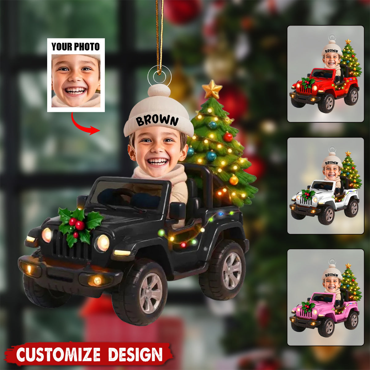 Custom Baby Kid in Car Ornament, Newborn Photo Decoration, Cute Baby Face Keepsake, Baby First Christmas 2025, Baby Bauble Gift, Xmas Decor