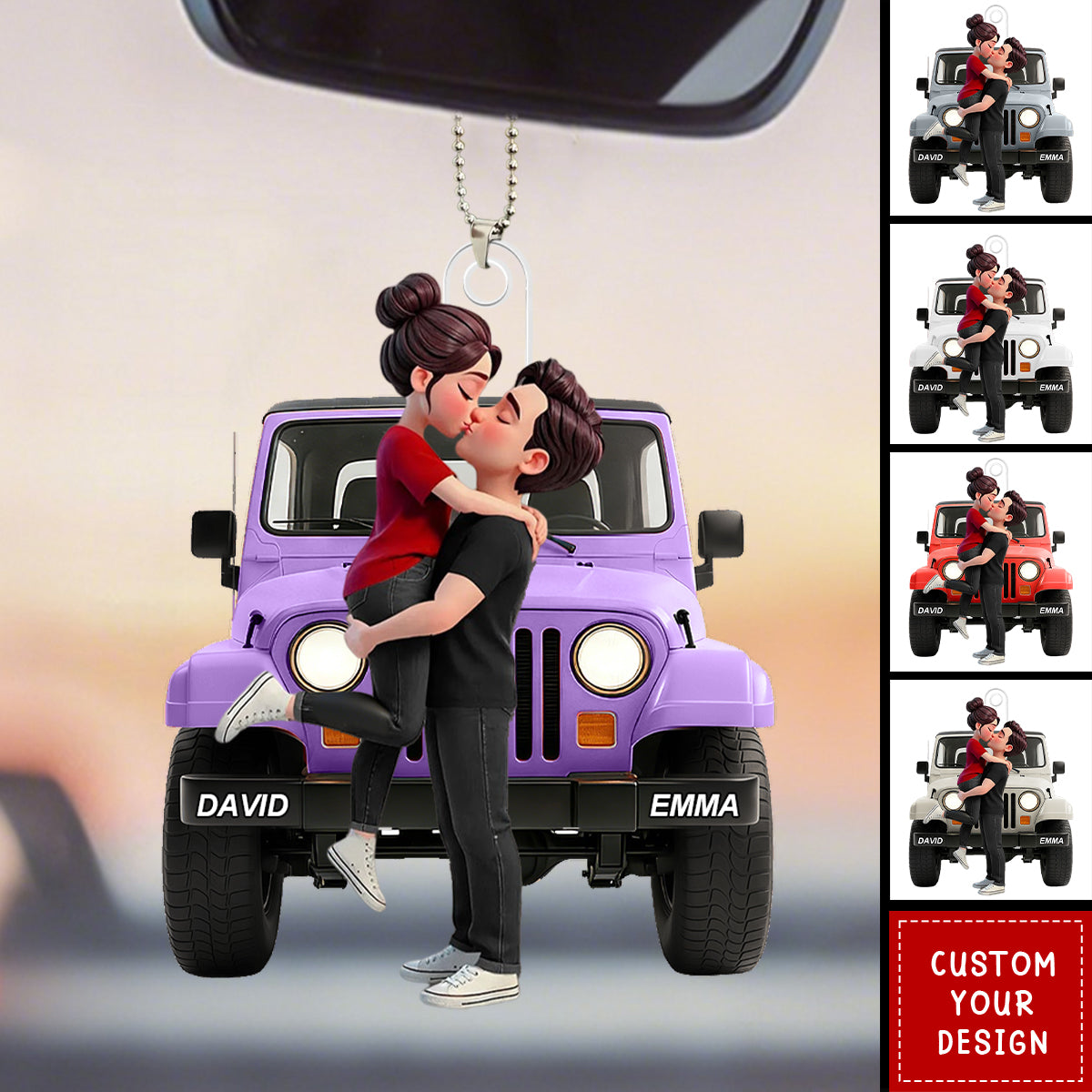 Personalized Romantic Couple Car Hanging Ornament - Gift for Couple