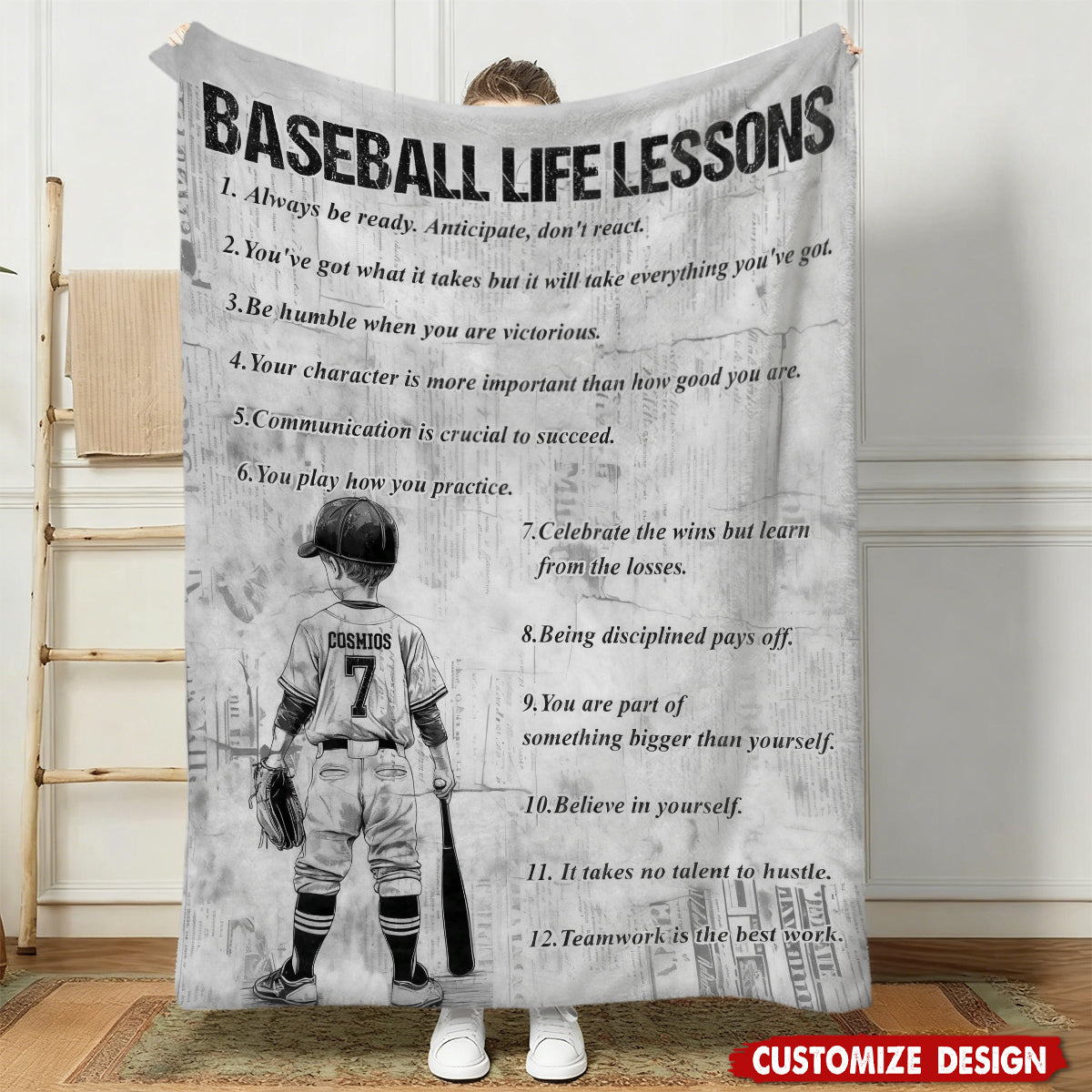 Baseball Life Lessons - Personalized Baseball Fleece Blanket