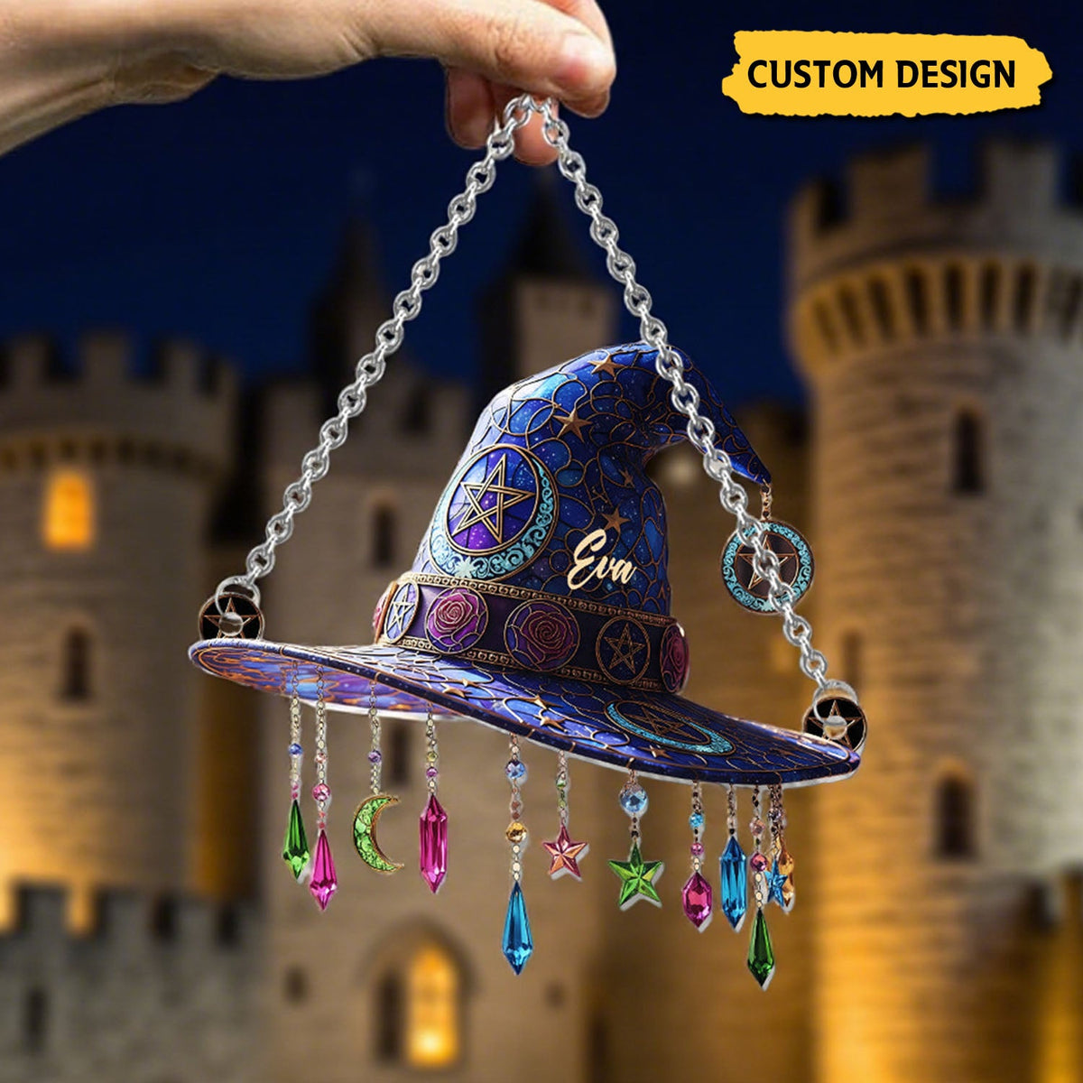 Magical Hat - Personalized Witch Window Hanging Suncatcher