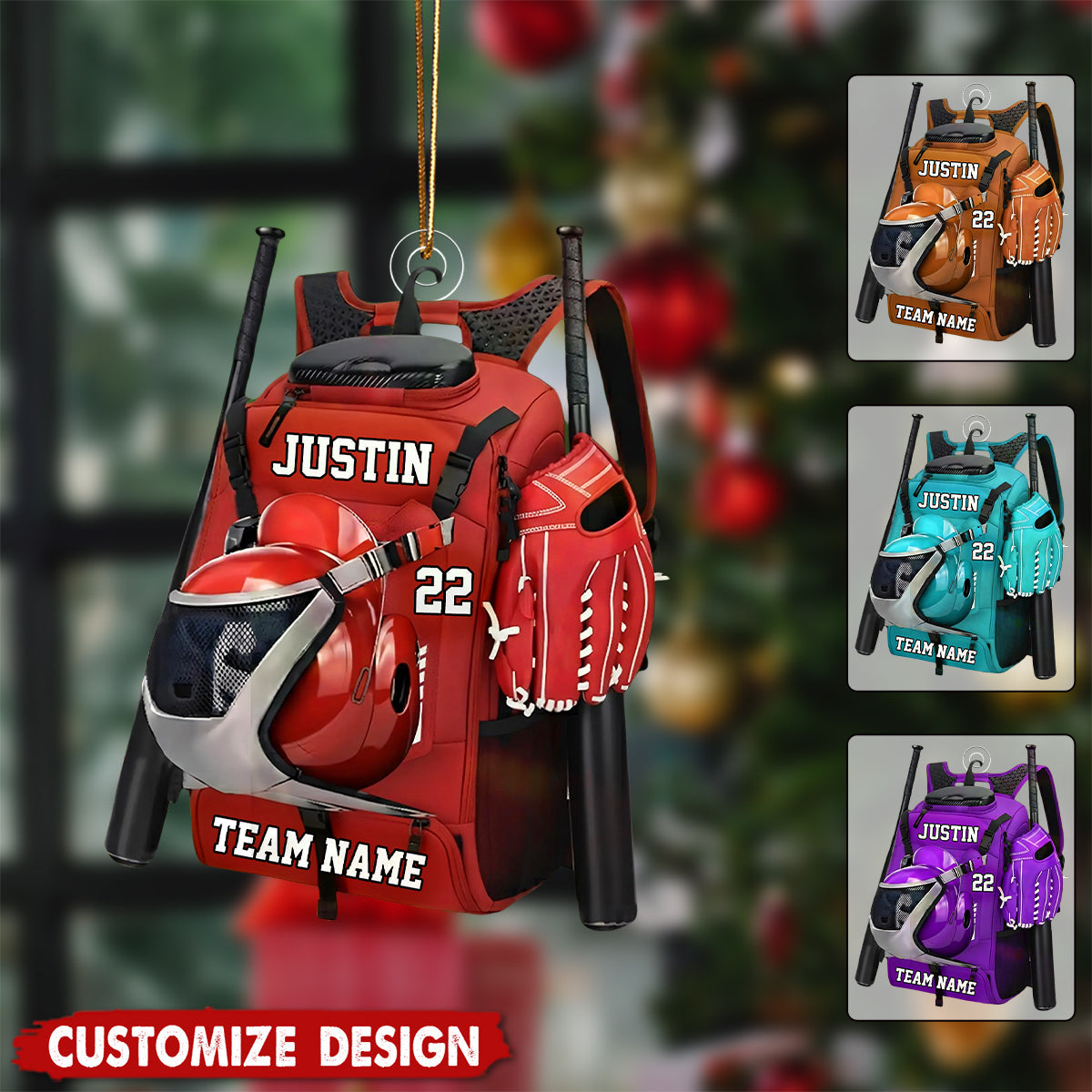 Personalized Baseball/Softball BagChristmas Ornament-Gift For Baseball/Softball Lovers