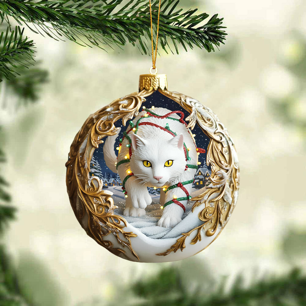 Yule Cat Christmas Hanging Ornament