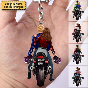 Custom Personalized Couple Biker Acrylic Keychain, Gift For Motorcycle Bikers
