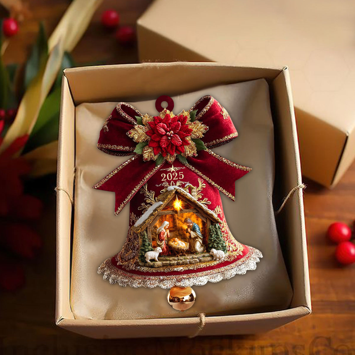 Jesus Baby In Manger Acrylic Christmas Ornament Christmas Religious