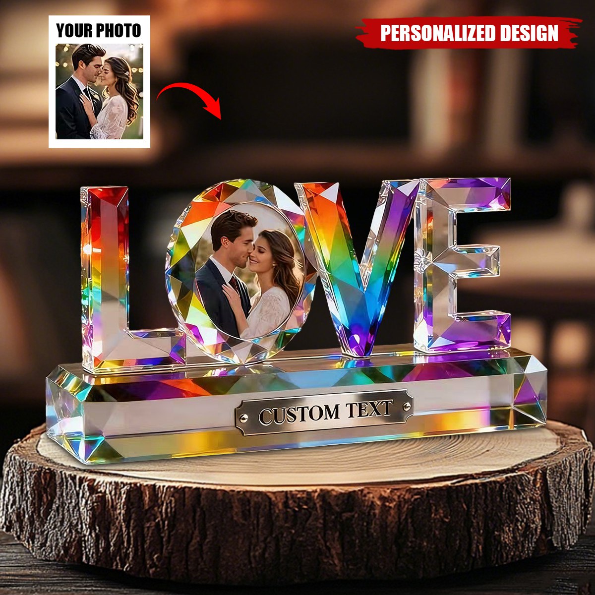 Personalized Stained Glass LOVE Couple Acrylic Plaque