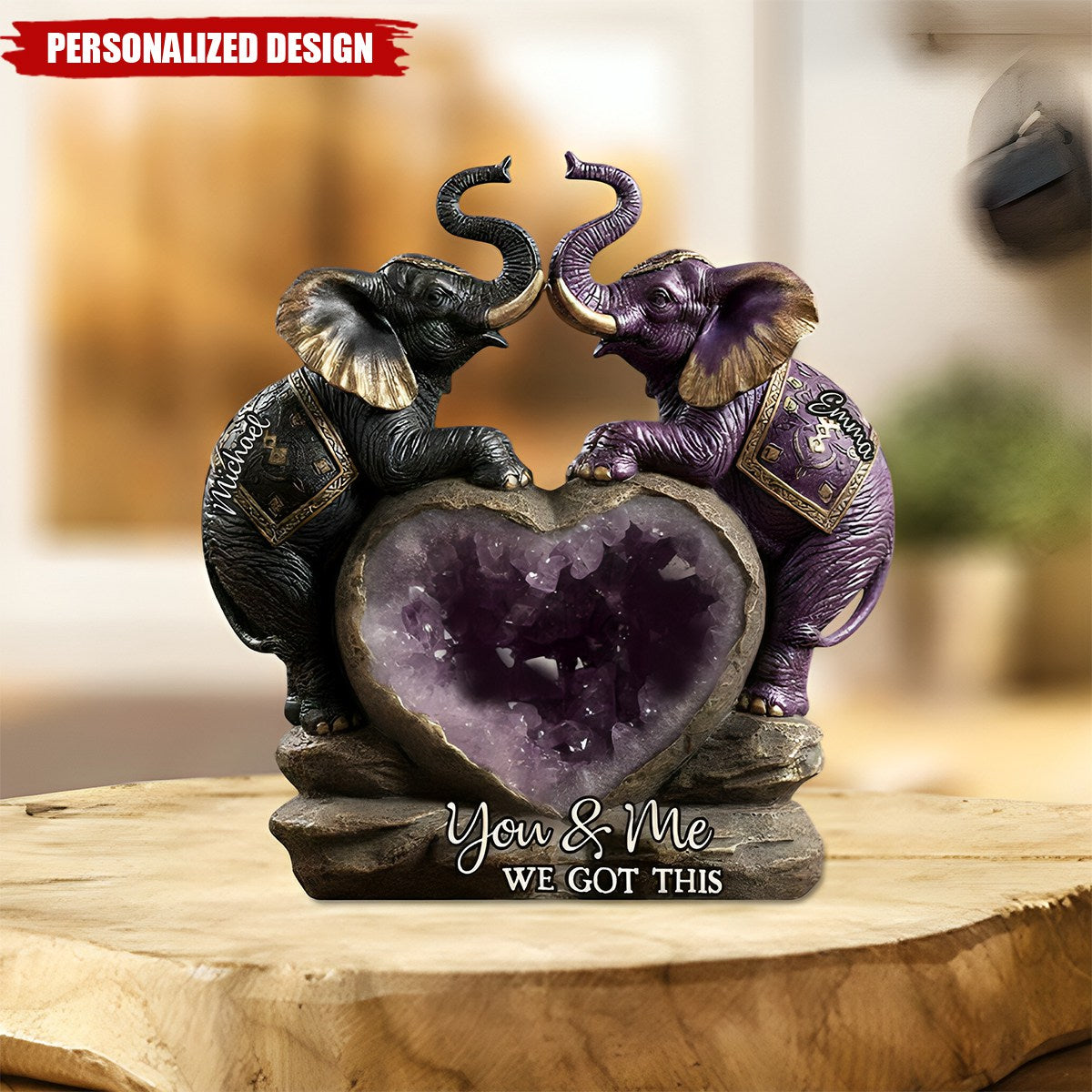 You & Me We Got This-Personalized Elephant Acrylic Plaque