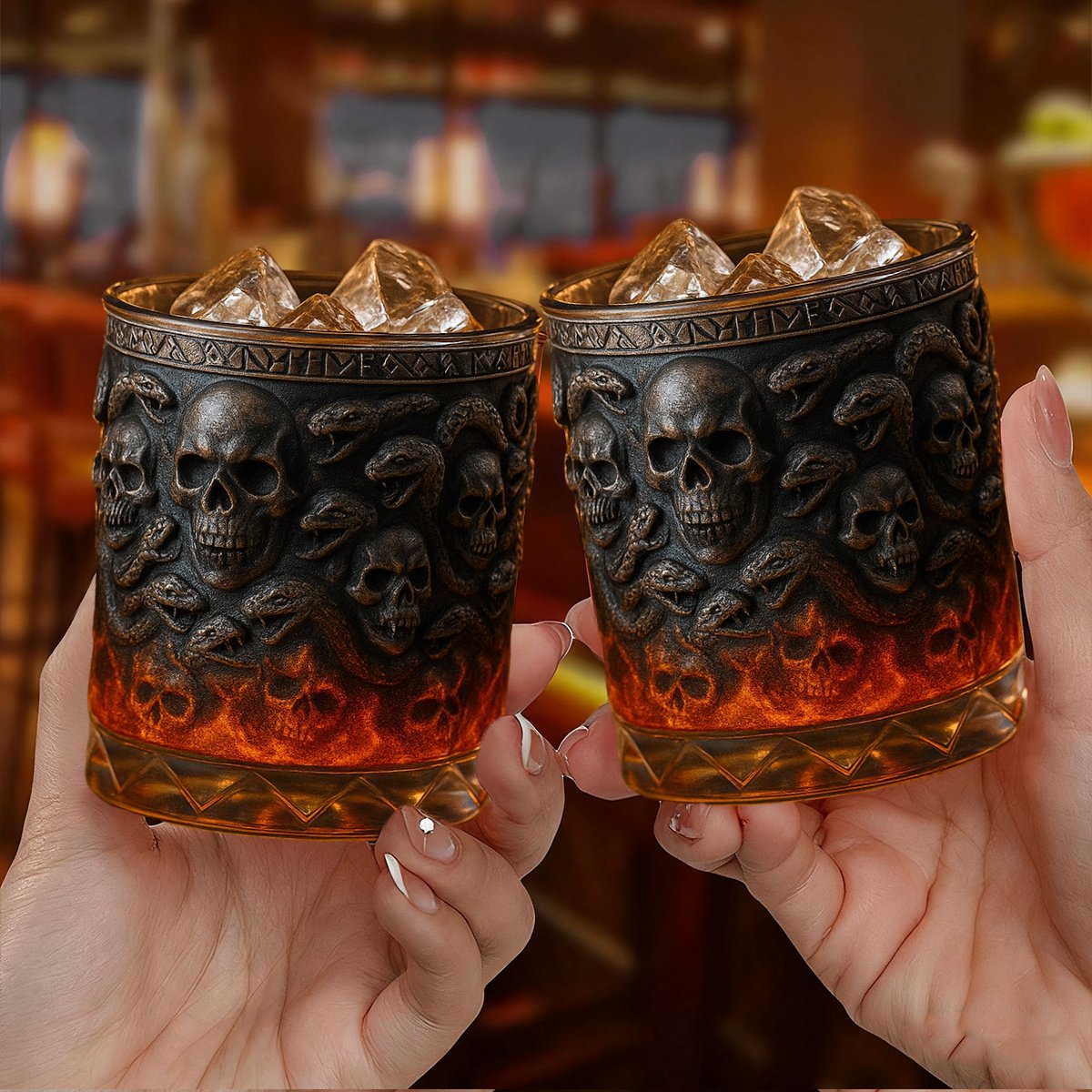 Serpent and Skull Whiskey Glass
