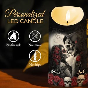 Personalized I Choose You Skull Couple LED Candle