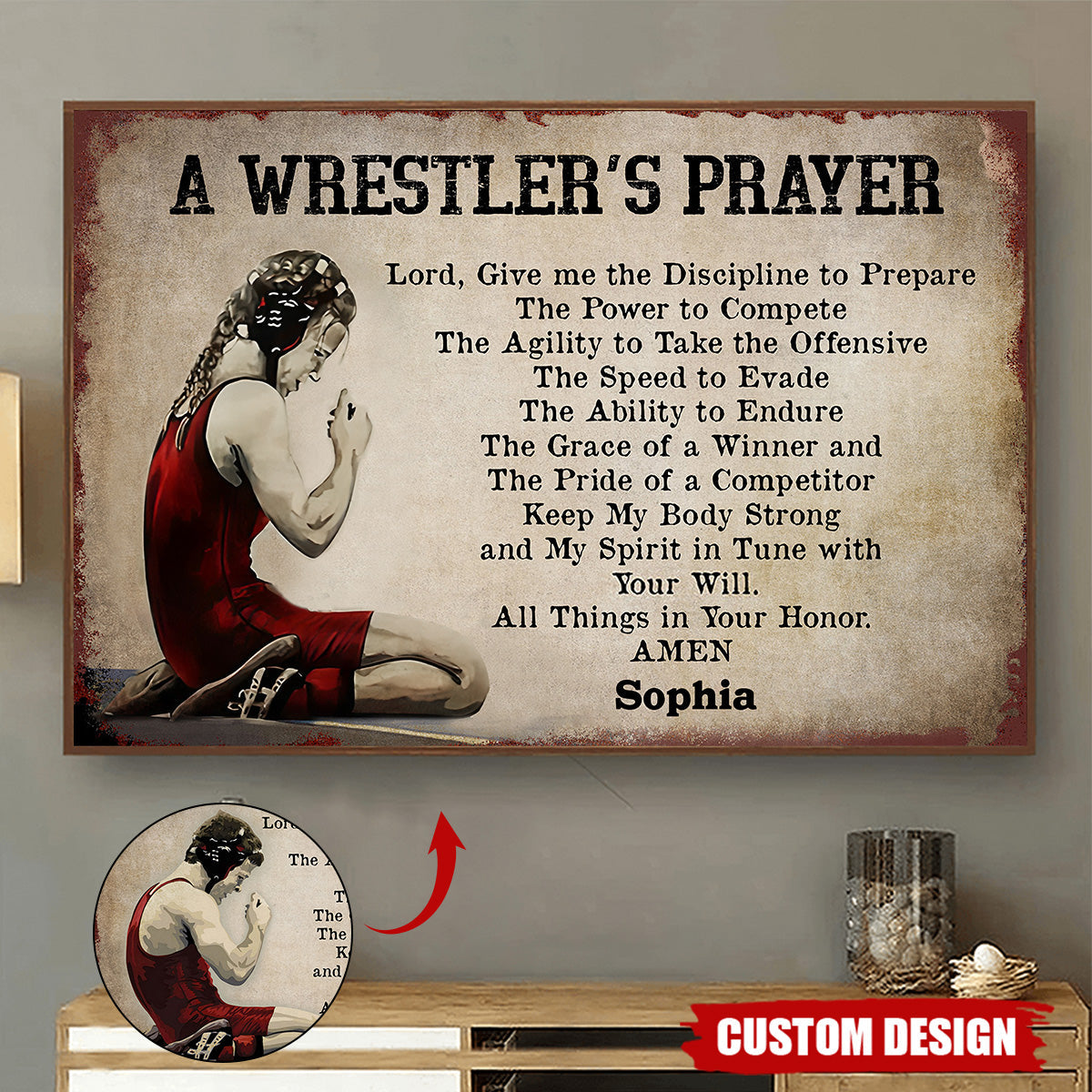 A Wrester's Prayer-Personalized Wrestling Poster-Gift For Husband,Boyfriend,Son