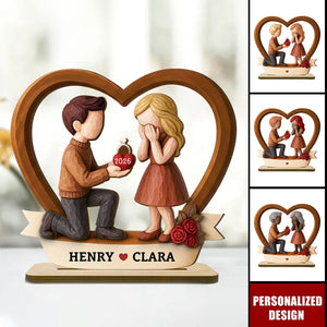 Personalized Couple Marriage Wooden Plaque-Newly Engaged Gift, "She Said Yes!"