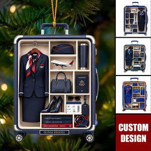Personalized Alaska Airlines Flight Attendant Ornament, Cabin Crew Christmas Gift