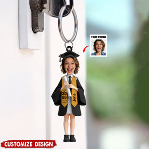 Personalized Upload Image Keychain-Gift For Graduate