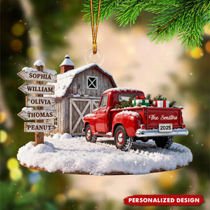 Personalized Truck Barn House Christmas  Ornament-Gift For Family