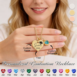 Personalized Graduation Birthstone Heart Necklace