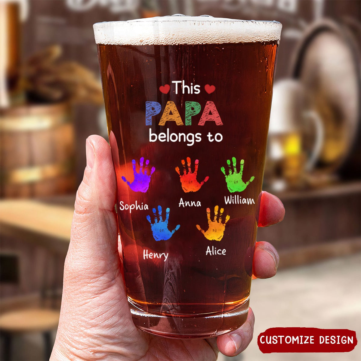 This Grandpa Daddy Belongs To - Personalized Beer Glass - Gift For Dad, Father, Grandfather