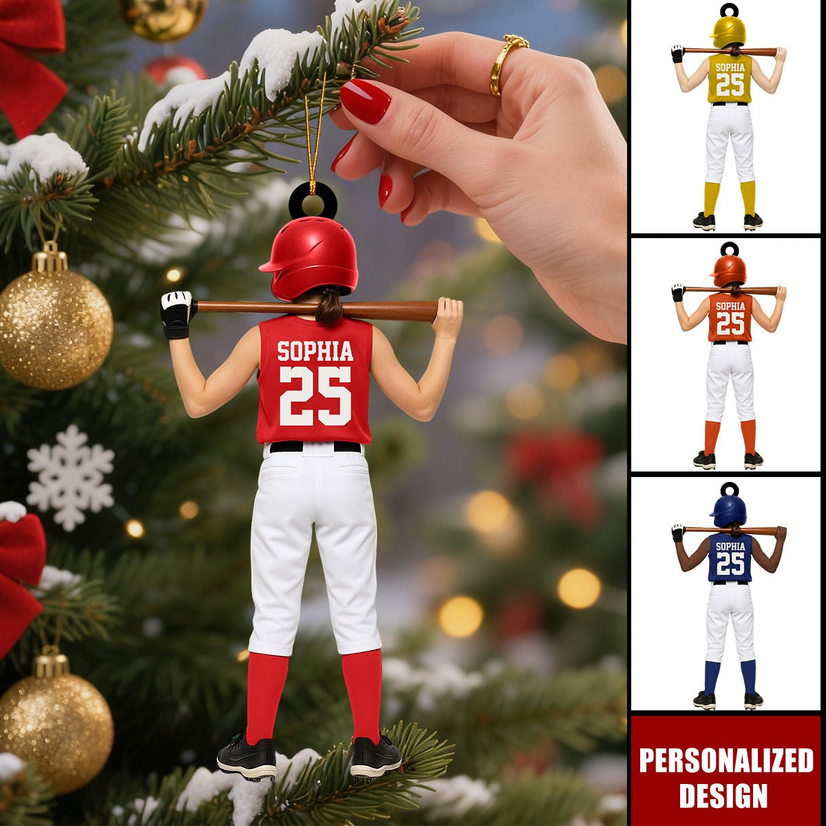 Personalized Kid Softball Player Ornament Gift for Softball Player