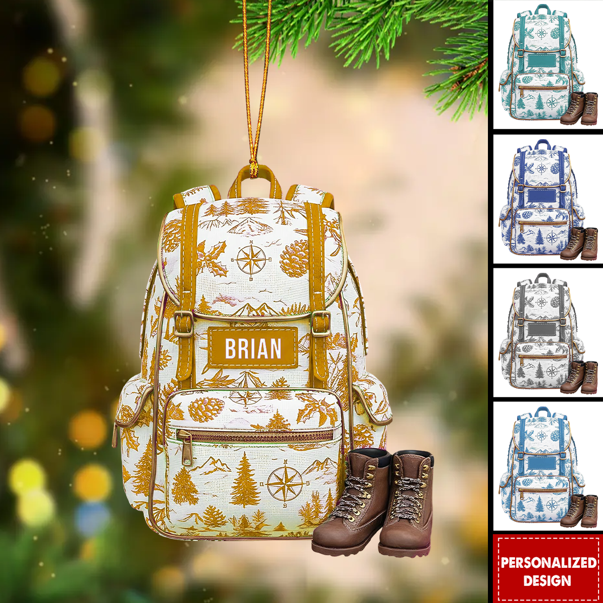 Personalized Hiking Backpack Christmas Ornament-Gift for Traveler