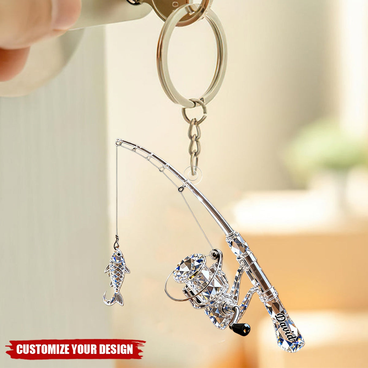 Personalized Fishing Rod Keychain Gift For Fishing Lover