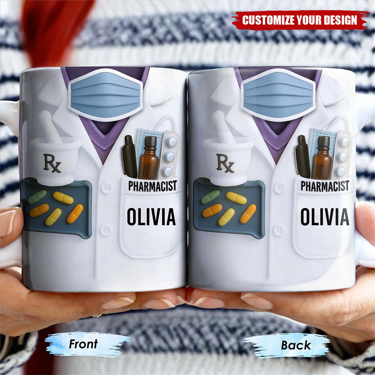 Celebrate Your Favorite Pharmacist, Medical Tools And Uniform, Personalized Custom Coffee Mug, Gift For Healthcare Workers