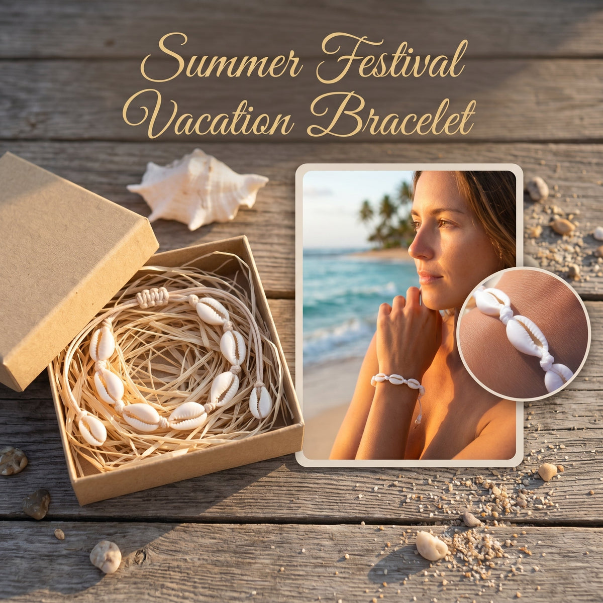Cowrie Shell Anklet Adjustable Summer Festival Vacation Bracelet