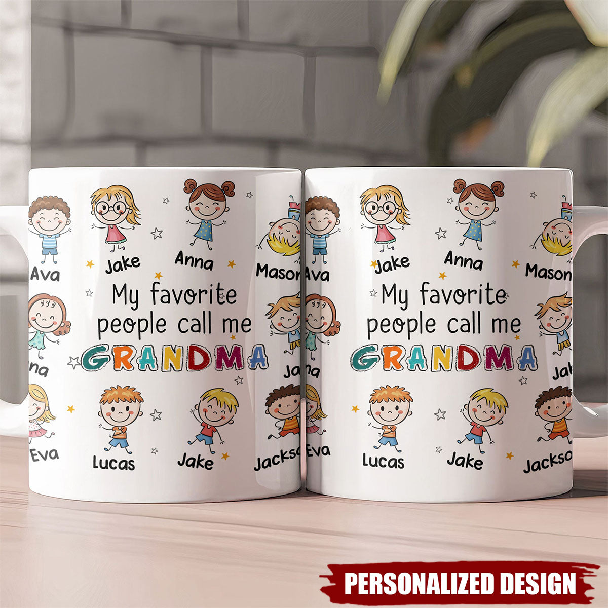 Personalized Mug-My Favorite People Call Me Grandma Doodle Colorful