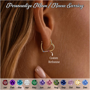 Personalised Birthstone Heart Earrings-Mother's day gift
