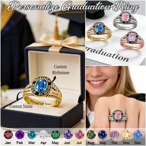 Personalized Graduation Class Birthstone Ring - Graduation Jewelry Gift for Men & Women