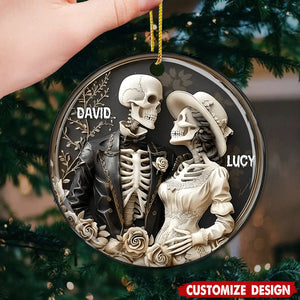 Personalized Skull Couple Christmas Ornament