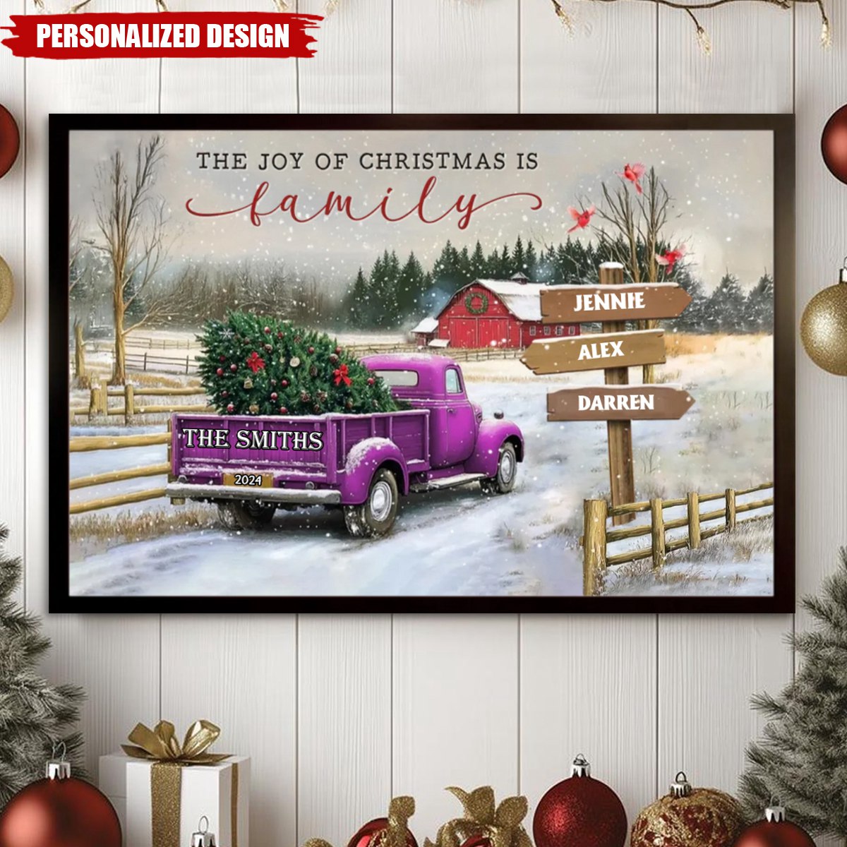 Personalized Family Farm Christmas Truck Poster-Gifts For Truck Lover-New Release