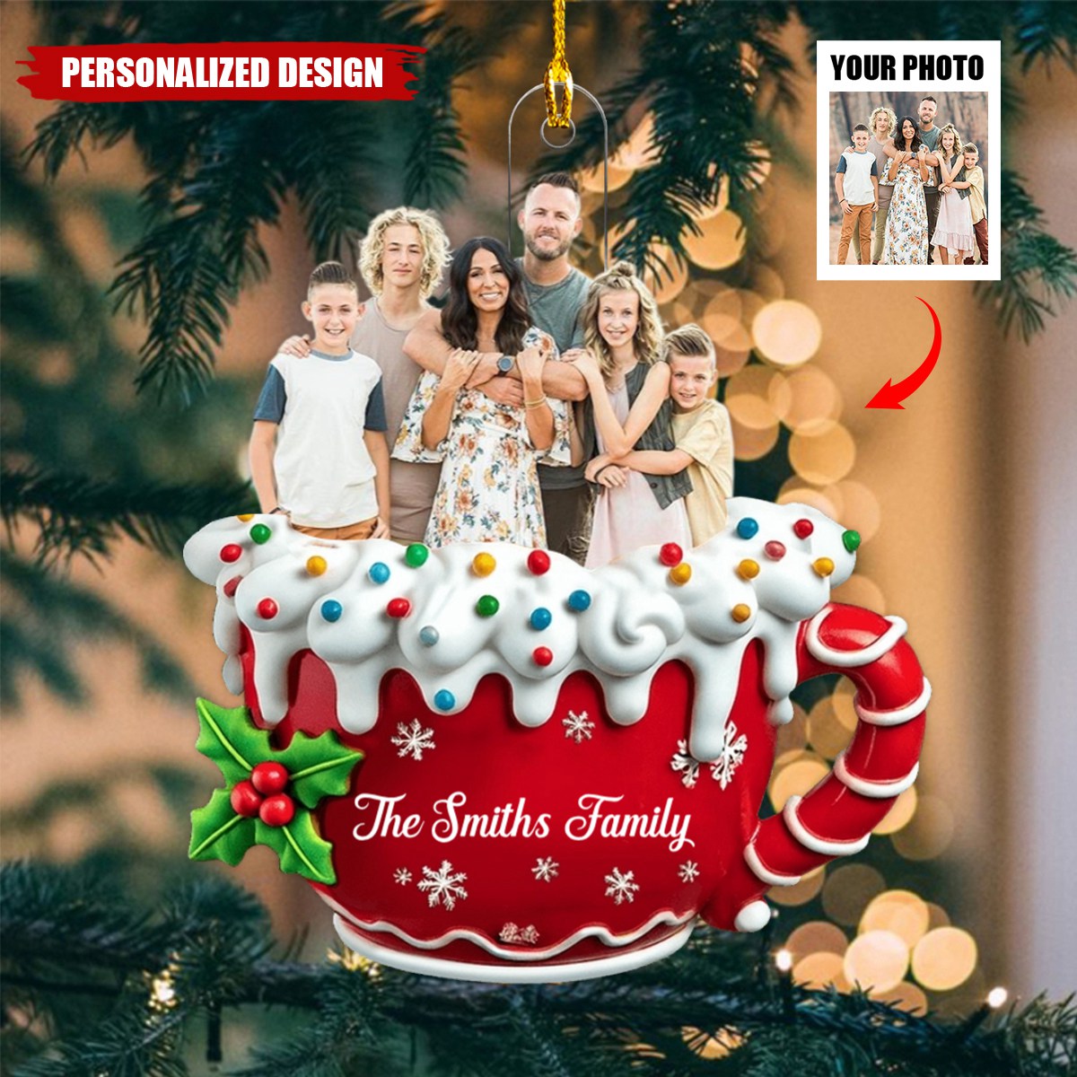 Merry Christmas-Personalized Upload Image Christmas Ornament, Gift For Family