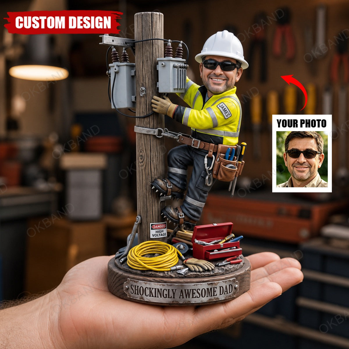 Personalized Lineman Dad 2D Acrylic Photo Plaque, Maintenance Worker , Electrician Award, Lineman Gift