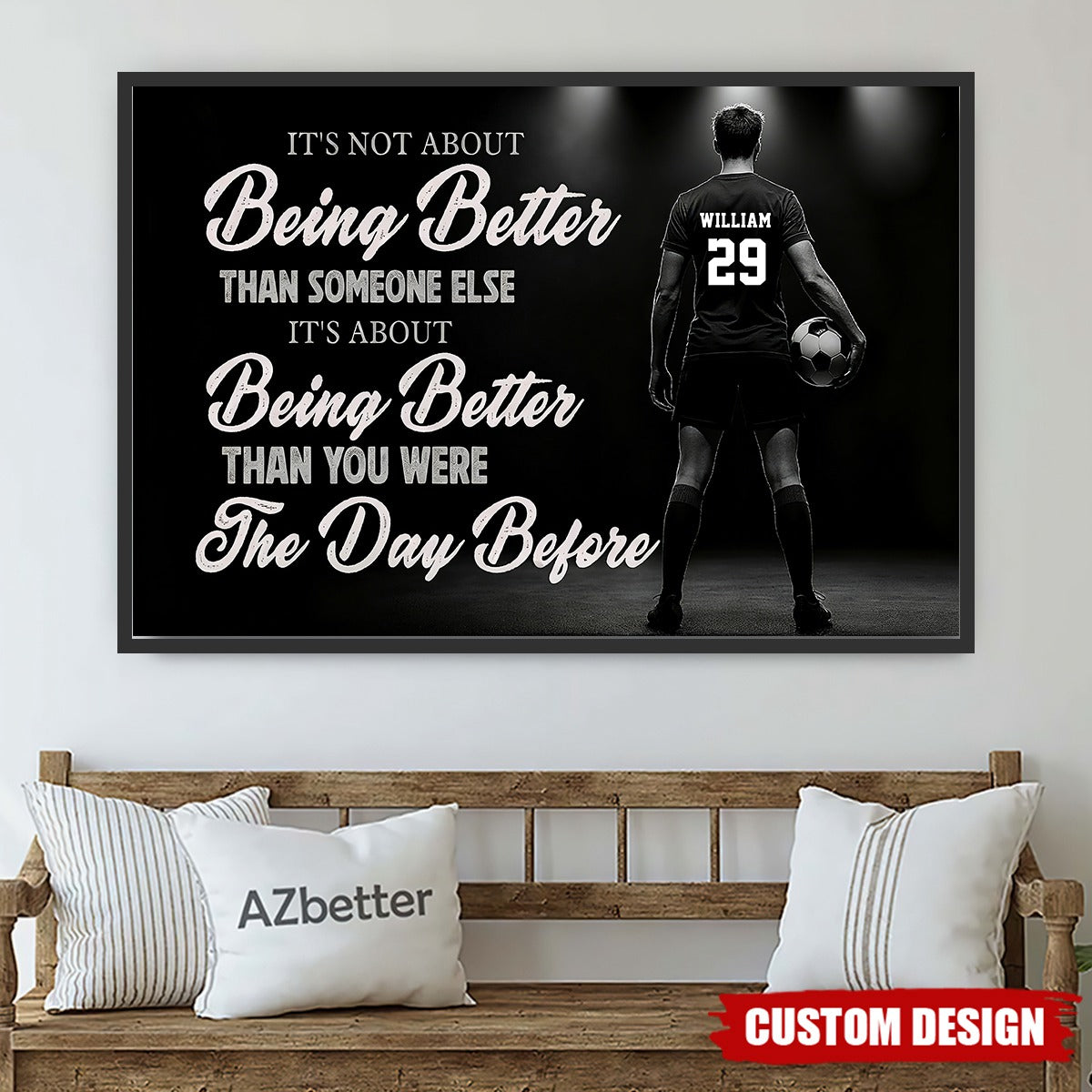 Motivational Soccer Girl Canvas Painting, It's About Being Better Wall Art Decor, Poster Gift For Soccer Lovers