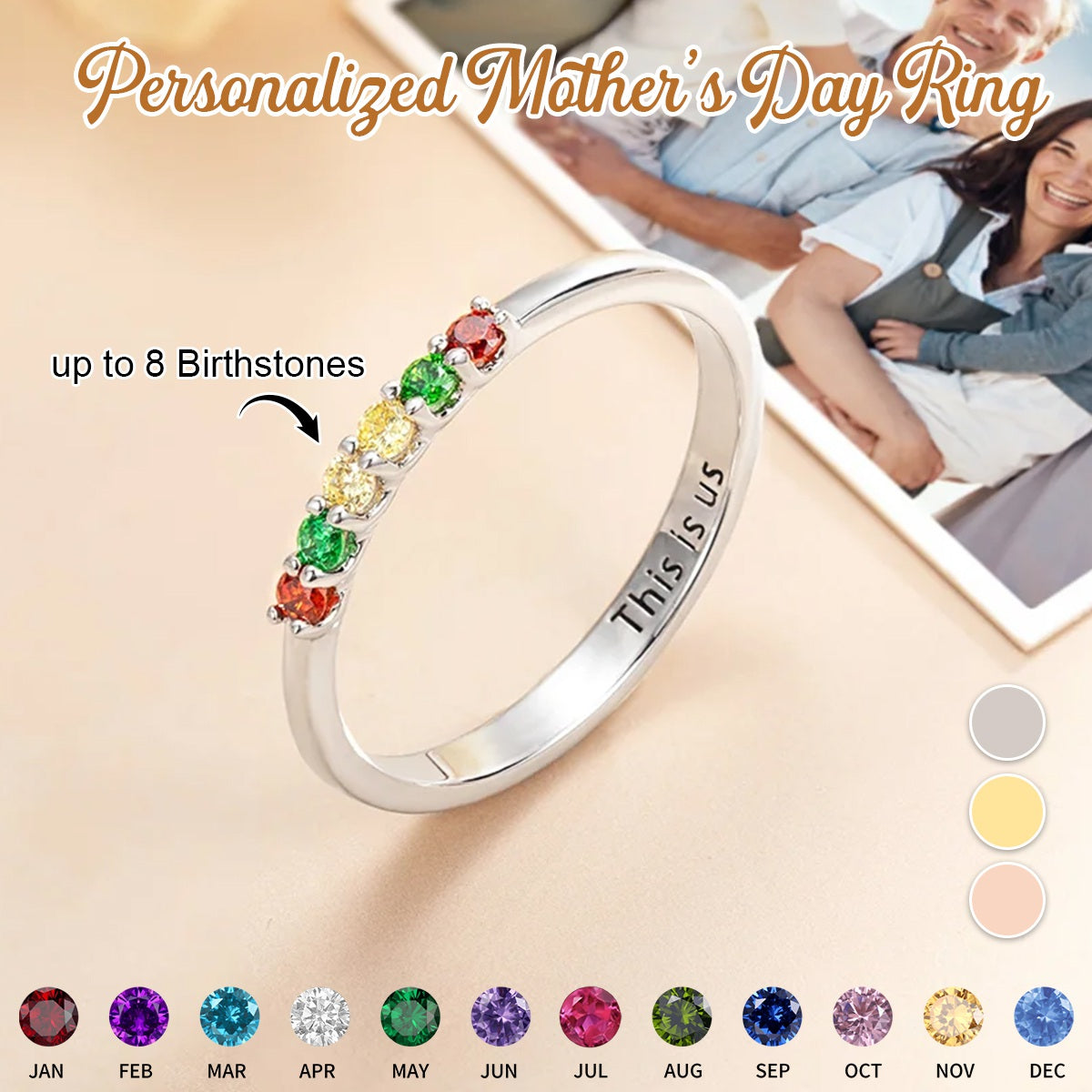 Personalized Birthstones Ring-Mother's Day Gift for Mom Grandma