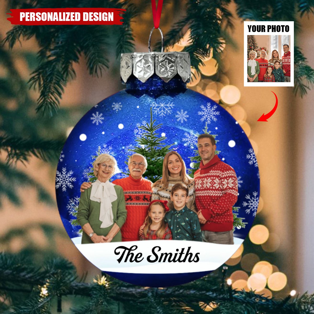 Personalized Photo Christmas Together Family Acrylic Ornament