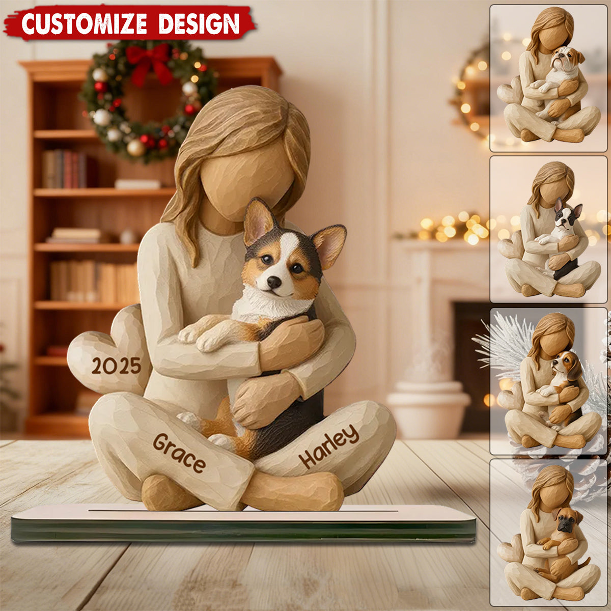 With My Dog - Personalized Standing Wooden Plaque - Gift For Dog Lovers