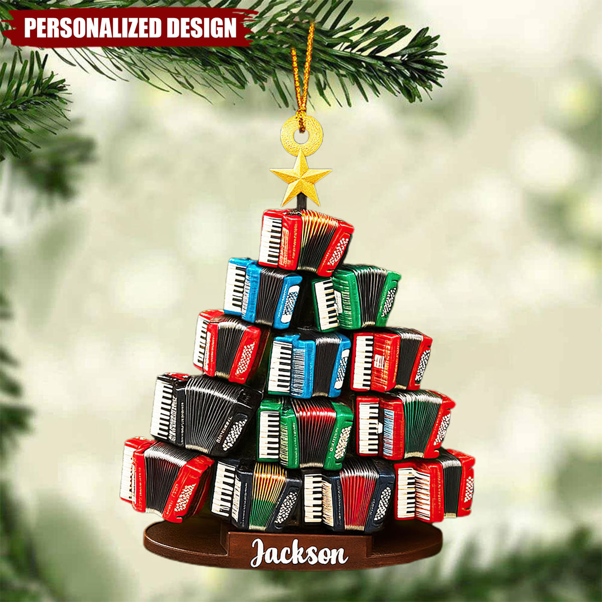 Personalized Accordion Christmas Ornament-Gift For Music Teacher