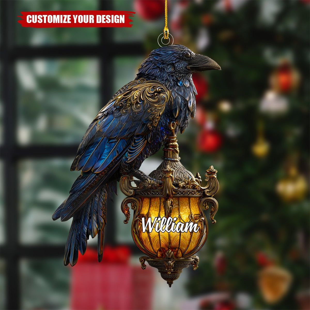 Personalized Raven Christmas Ornament 2025, Bird Lover Gift, Gothic Animal Christmas Decor