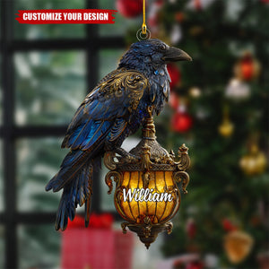 Personalized Raven Christmas Ornament 2025, Bird Lover Gift, Gothic Animal Christmas Decor