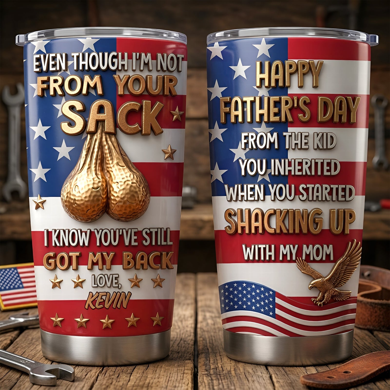 USA Step Dad Tumbler - Personalized Gifts For Step Dad