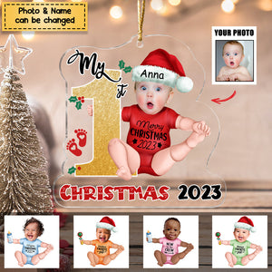 Personalized Custom Acrylic Ornament from Photo - Baby Onesie - My First Christmas