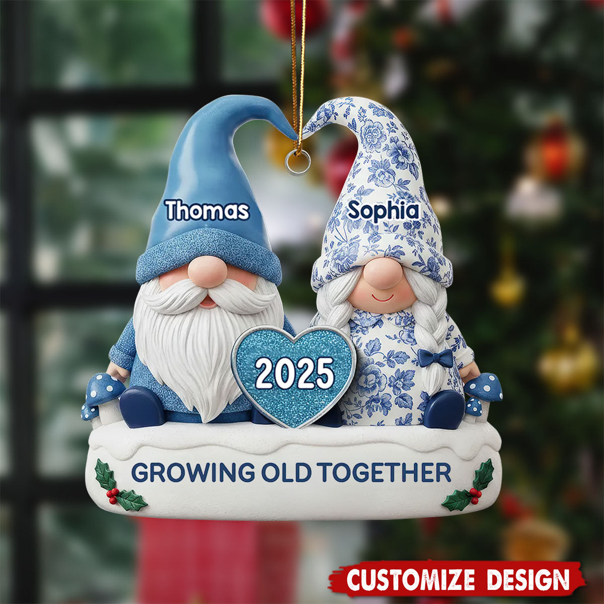 Personalized Old Couple Christmas Ornament