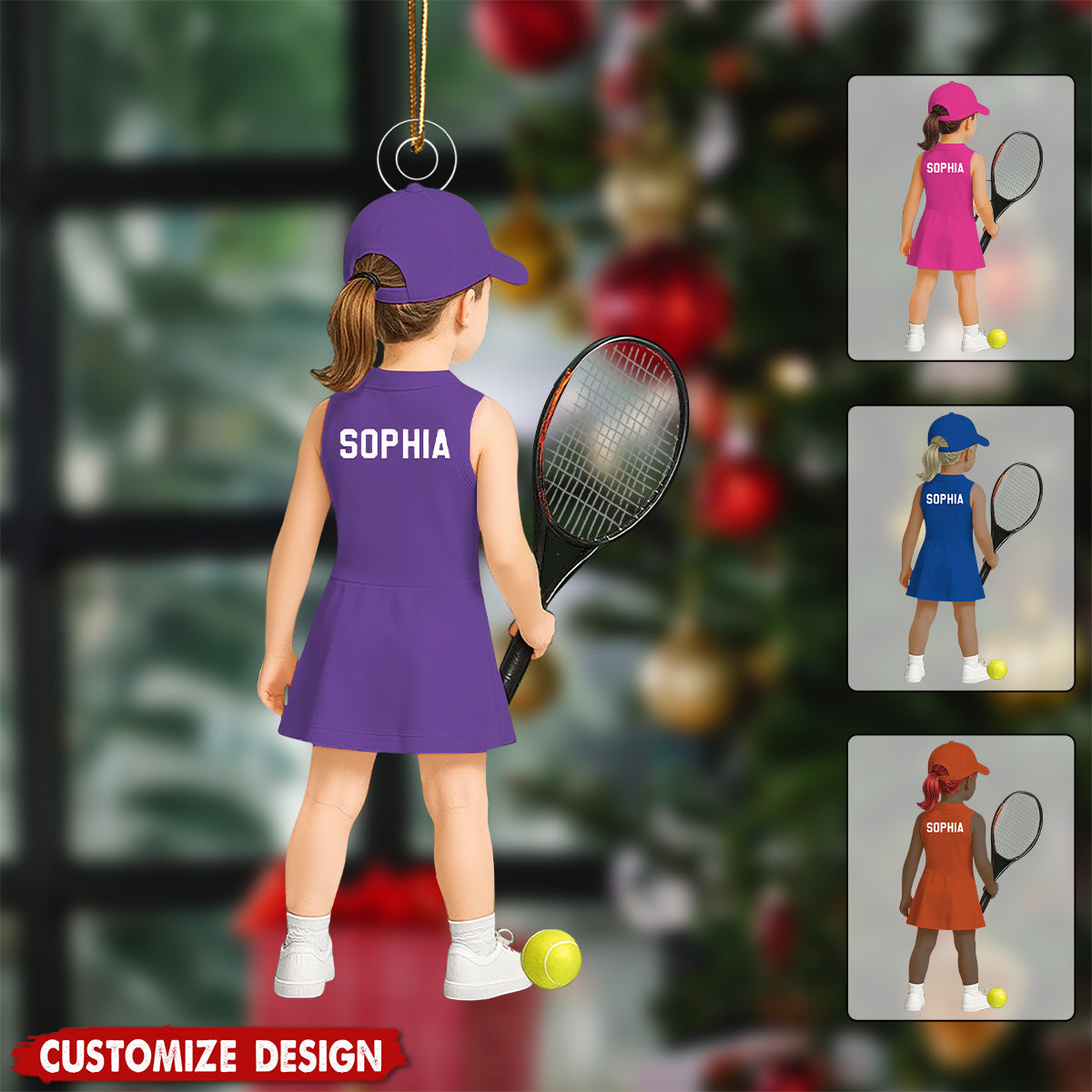 Personalized Kid Tennis Player Ornament - Gift for Kids