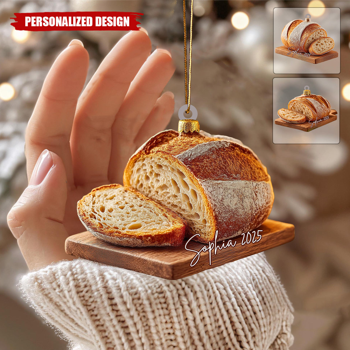 Personalized Sourdough Bread Christmas Ornament