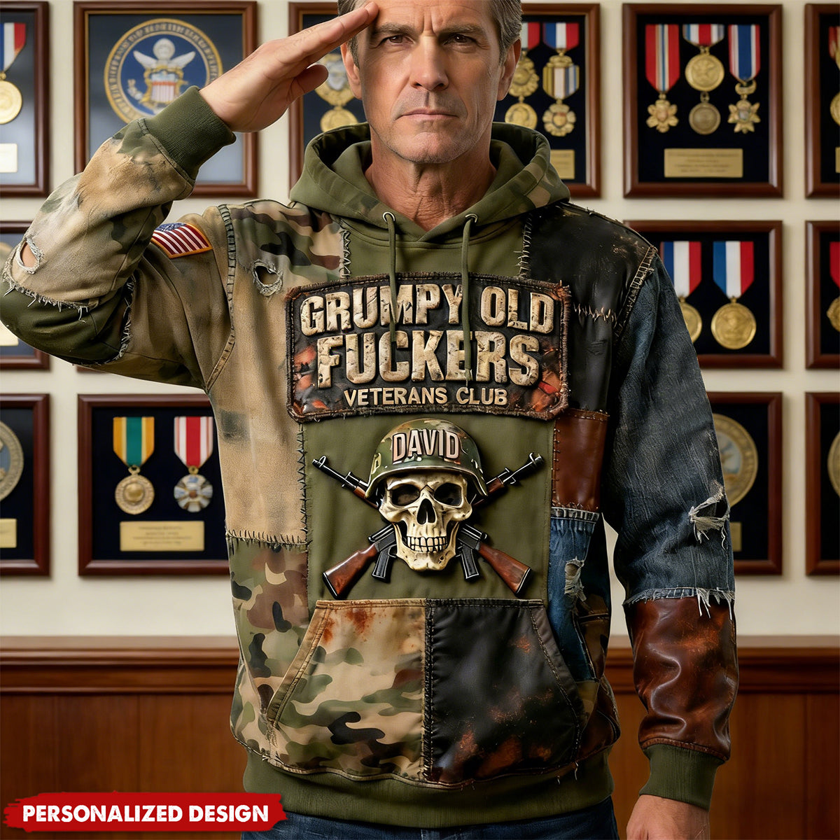 Personalized Military Skull Hoodie Gifts For Veteran