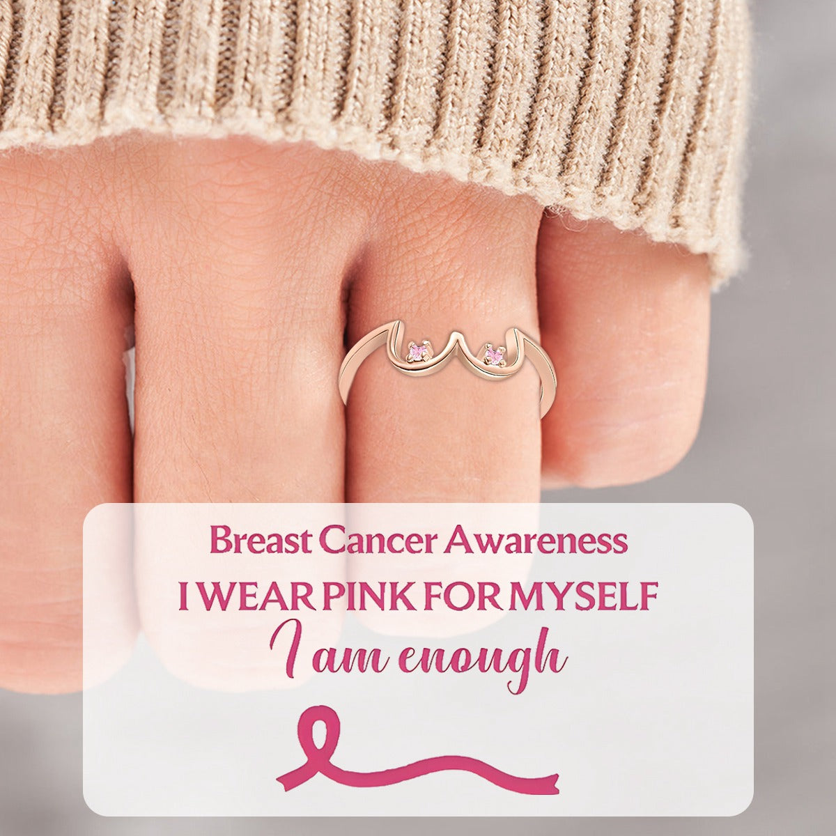Breast Cancer Awareness-Pink Diamond Boobs Ring