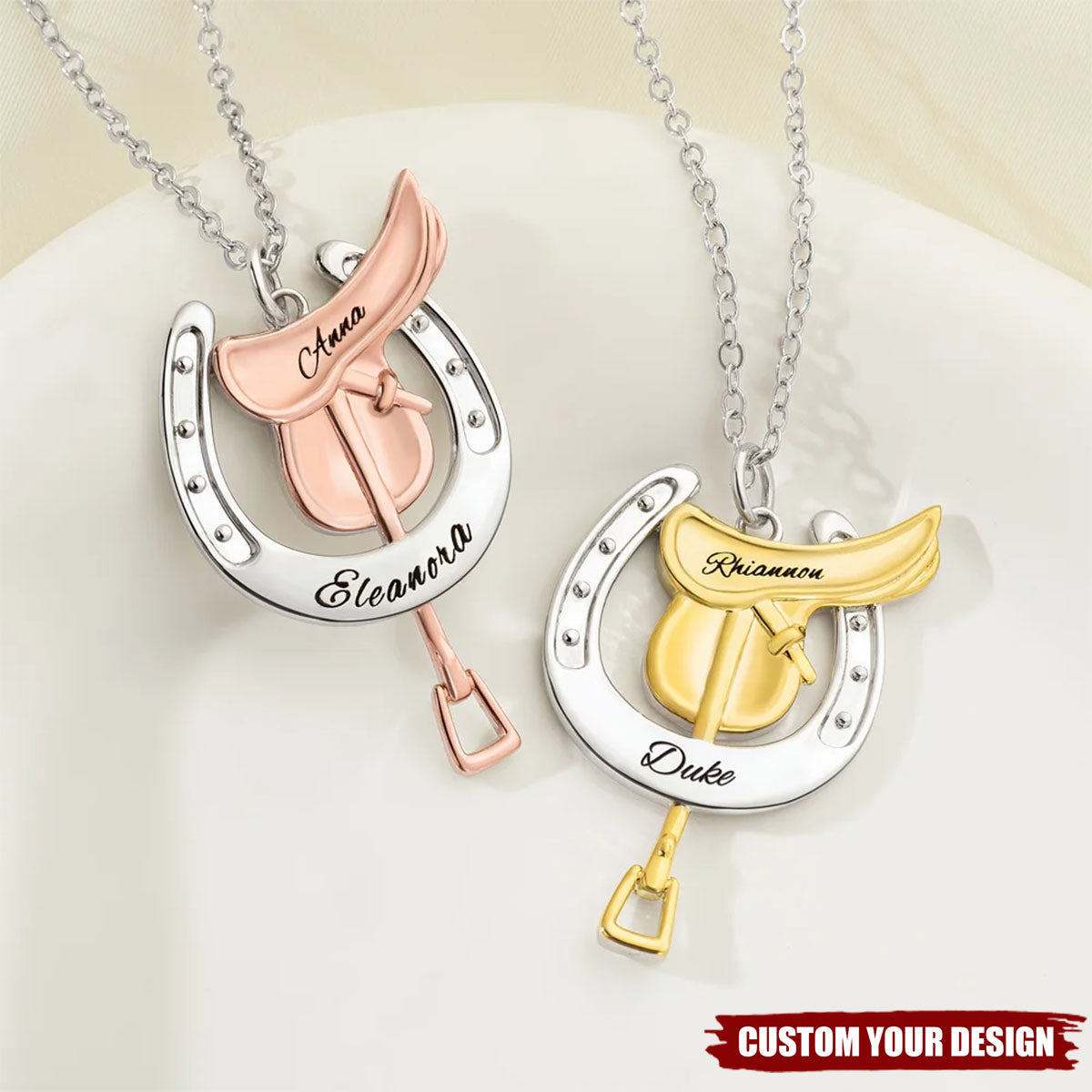 Personalized Horseshoe Saddle Protective Necklace