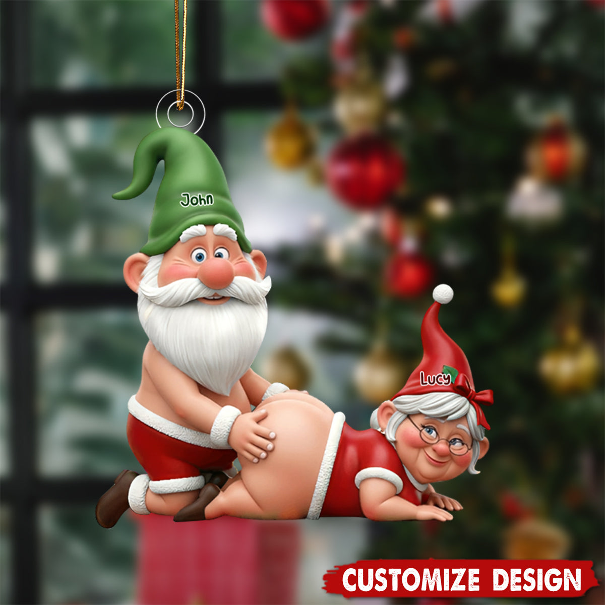 Naughty Old Couple Ornament - Personalized Gifts For Couple
