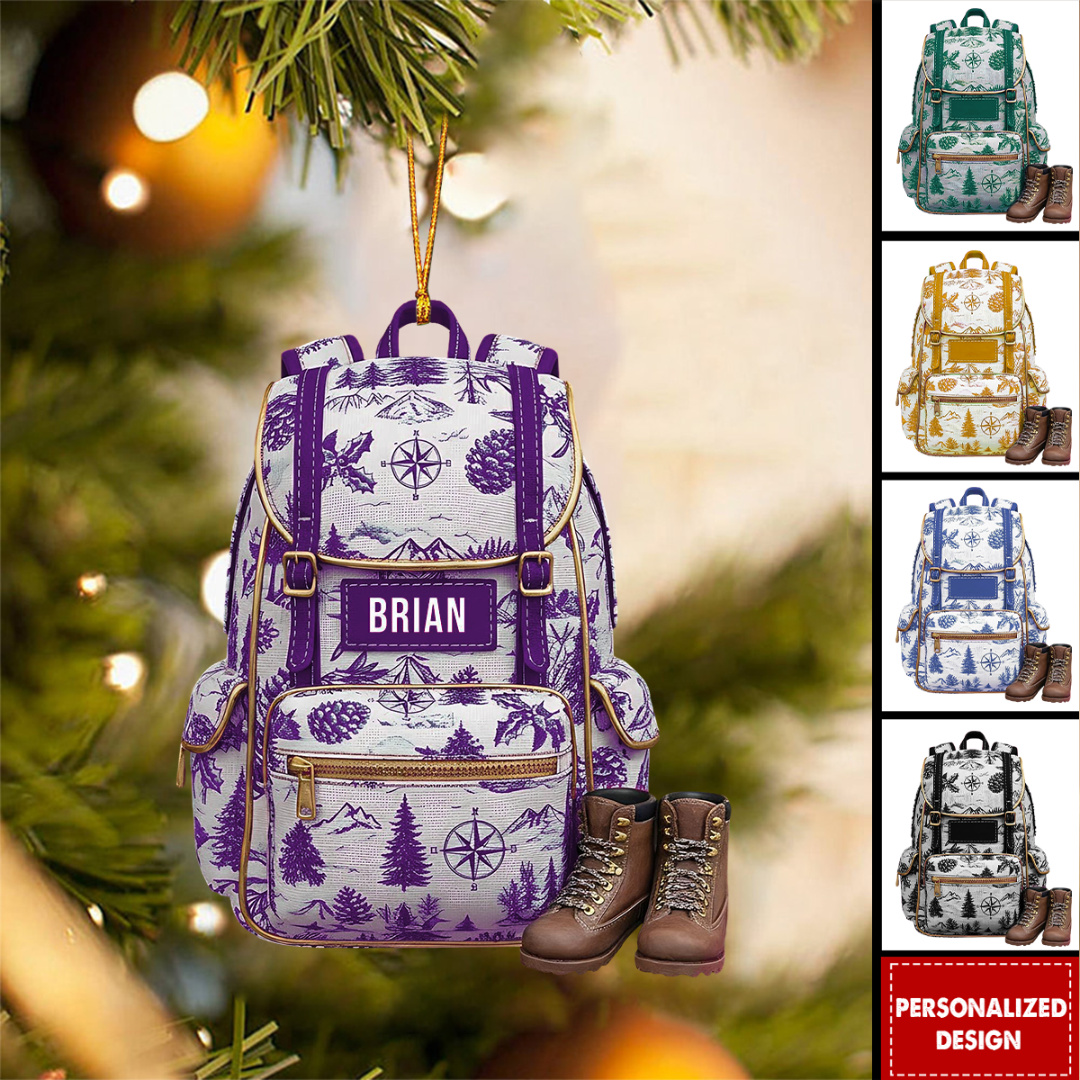 Personalized Hiking Backpack Christmas Ornament-Gift for Traveler